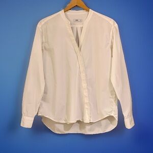 Closed Poplin Cotton Long Sleeve Asymmetric Button Down Shirt White Size XS